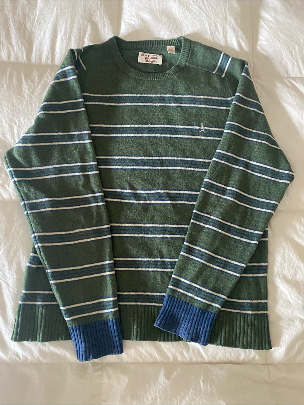 100% Wool Penguin Crewneck Sweater, Men’s